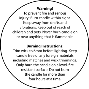 Candle Warning Labels - Round 3cm